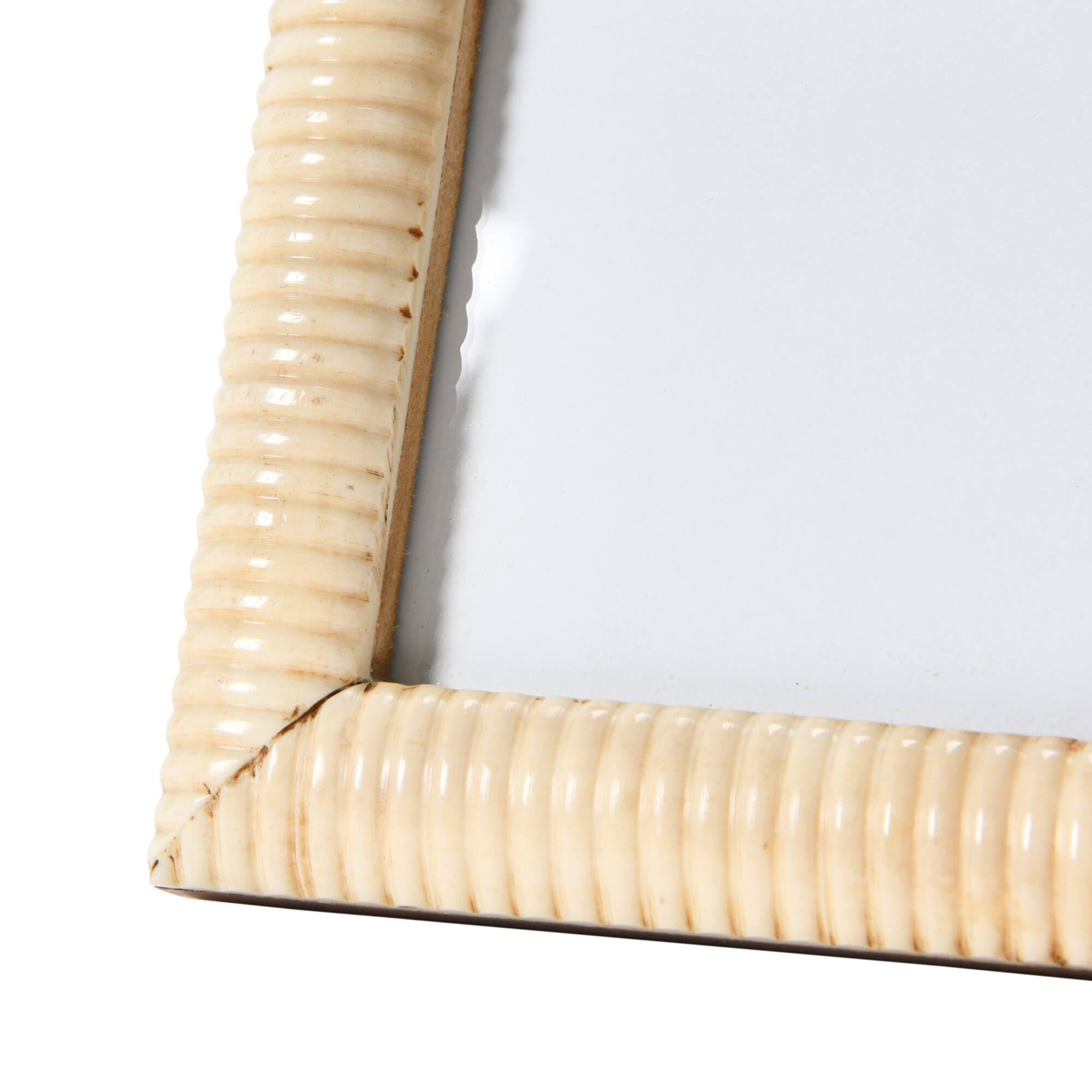 Hello Honey® Natural Hand-Carved Bone & MDF 4" x 4" Tabletop Frame with Ribbed Pattern